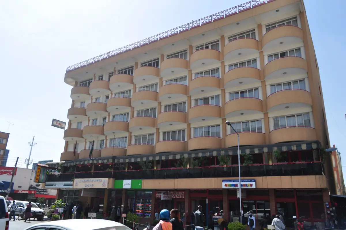 Multi storey hotel building on a busy street in Nakuru town